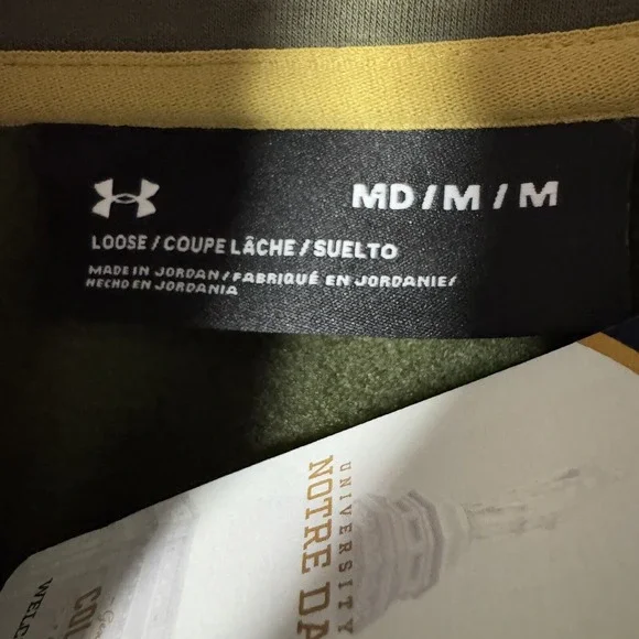 Under Armour Notre Dame Jacket Mens Medium Camo Loose Fit Green Freedom